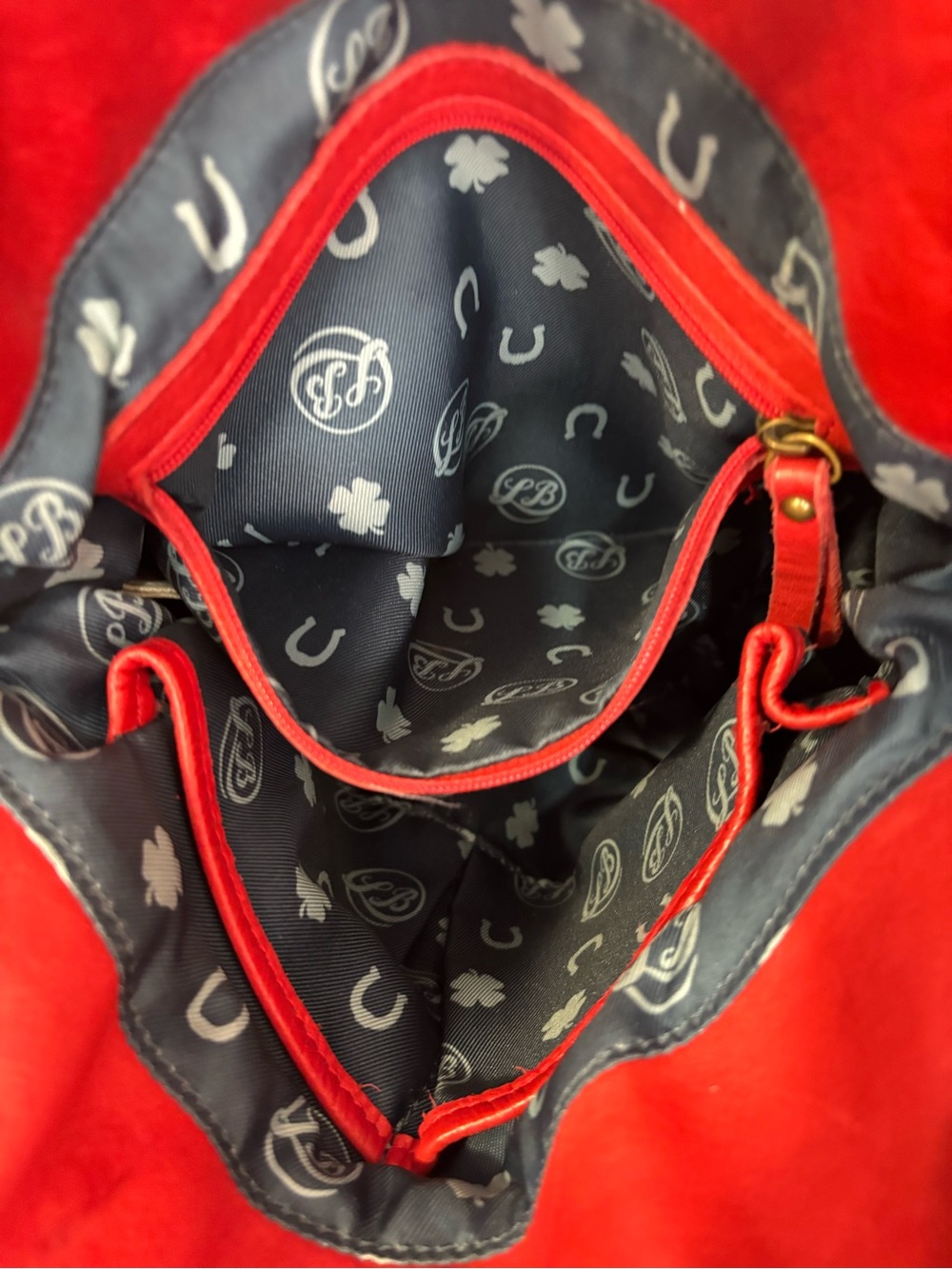 Lucky Brand Logan Coral Red Leather Tassel Crossbody Bag Satchel Hobo - Picture 6 of 10